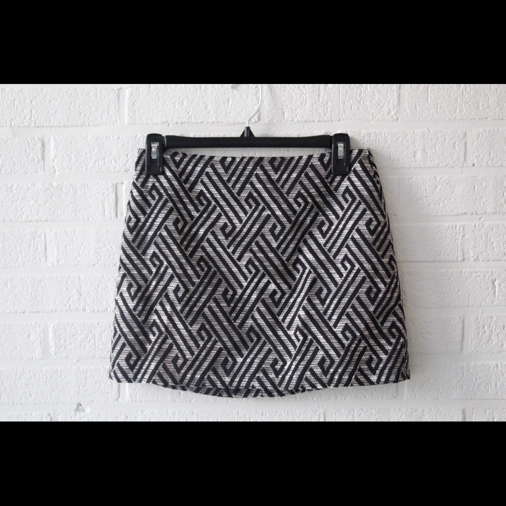 Black & White Printed Mini Skirt
